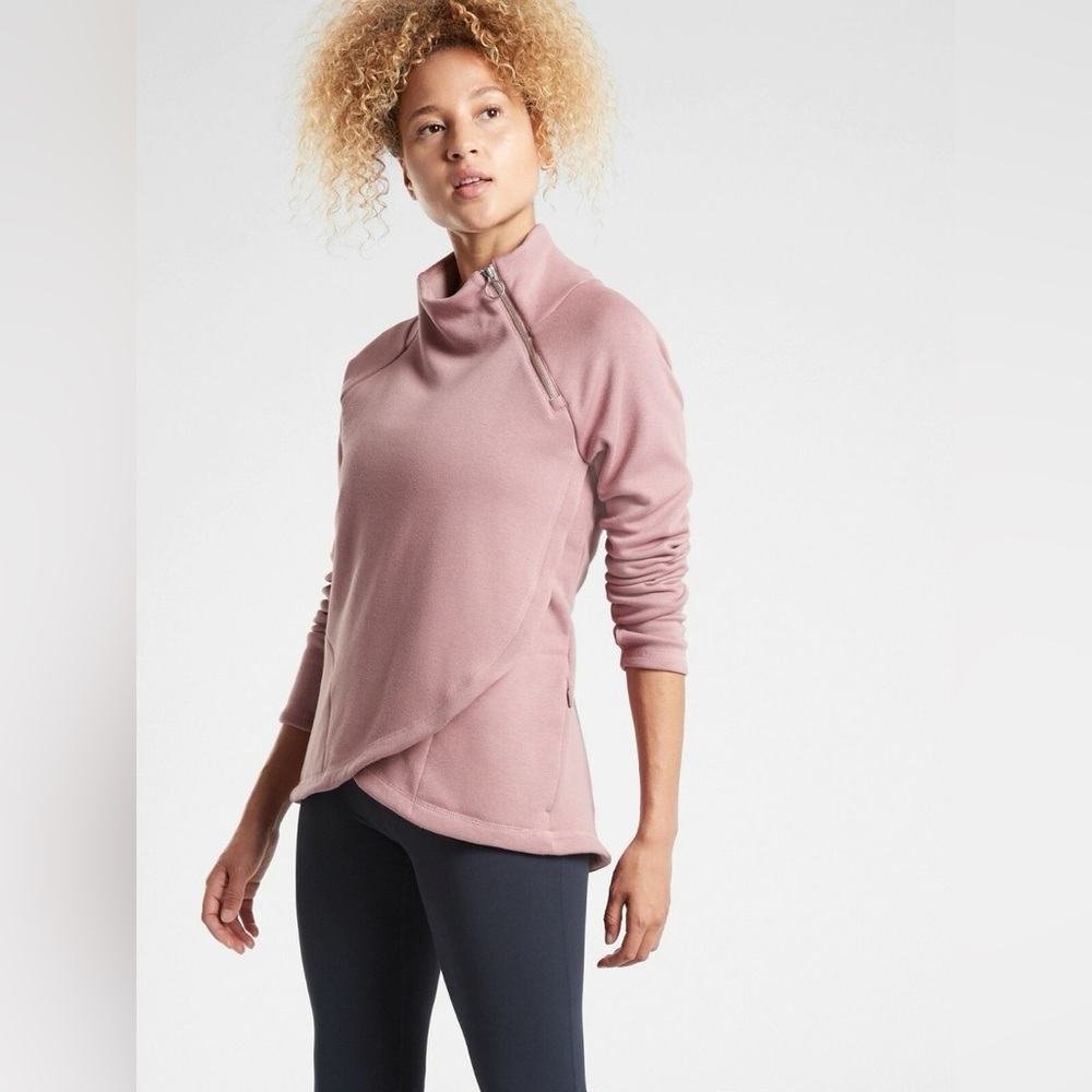 Athleta Cosy‎ Karma Asym Pullover Sweatshirt in Dogwood Mauve Size Small